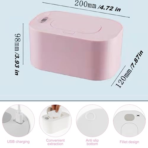 Portable Baby Wipe Warmer,Wipe Warmer and Baby Wet Wipes Dispenser to Even Heating, Wipe Heater with Temperature Display, Diaper Wipe Warmers for Home Car Travel Newborn Baby (White)