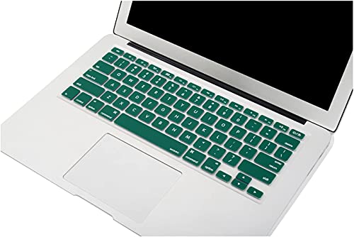 Mosiso Silicone Keyboard Cover Compatible With Macbook Air 13 Inch A1466 A1369 2010-2017&Compatible With Macbook Pro 13/15 Inch (With/Without Retina Display, 2015 Or Older Version), Peacock Green #TOP2