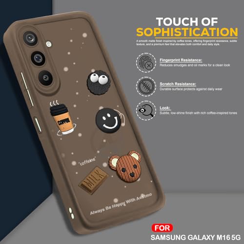 Image of AESTMO Back Case Cover for Samsung Galaxy M16 / F16 5G | Cute Fun Cartoon 3D Ball | Coffee Silicone Case | Full Body Protection | Camera Protection Back Cover for Samsung Galaxy M16 / F16 5G (Brown)