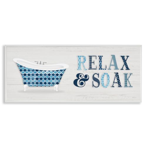 Soak Relax Tub Typography Bathroom Sign, 13 x 30 Inch Framed Giclée Print