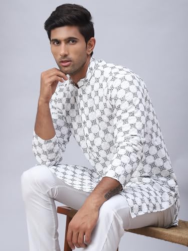 Image of Jompers Rayon Embroidered & Sequins Regular Fit Kurtas for Men.