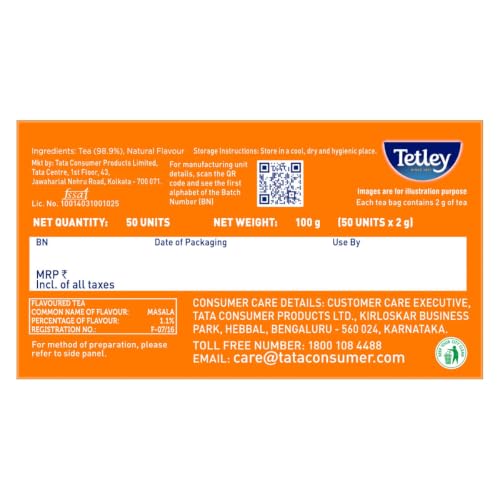 Image of Tetley | Masala Chai Flavoured with Natural Flavour | Black Tea | 50 Tea Bags