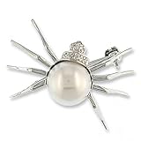 14K White Gold Diamond Spider Pin