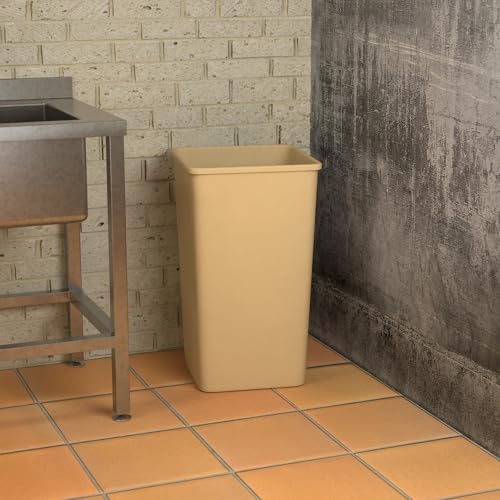 Image of Square Commercial Trash Can (Trash Can, Beige, 50 Gallon)