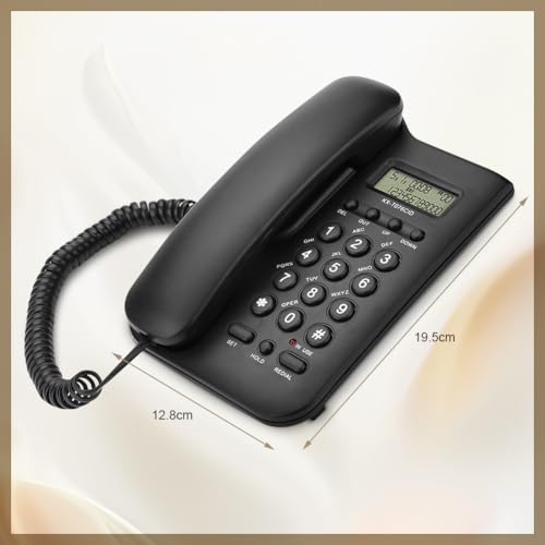 Telefon Schnurgebunden, Tischtelefon Festnetztelefon für Senioren Analoge Großtastentelefon Wandtelefon mit Extra Laute Klingellautstärke Wahlwiederholung, für Büro Zuhause (Schwarz)