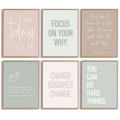 Youillne Office Wall Art Inspirational Motivational Canvas Wall Decor Pastel Office Poster Positive Affirmations Quote Pictures Minimalist Teamwork Prints for Home 8x10 Inch Unframed Set of 6