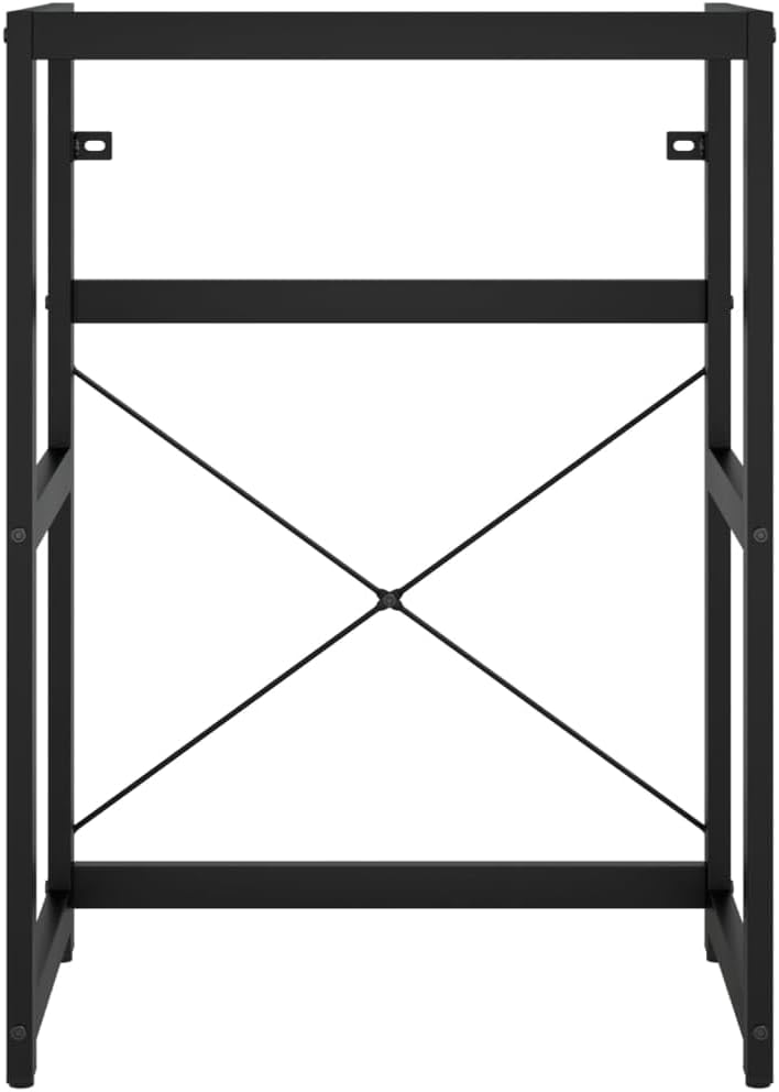 vidaXL Bathroom Washbasin Stand – Black Iron Frame Console Sink Support, Powder-Coated, Easy Assembly, Towel Access, Weather-Resistant