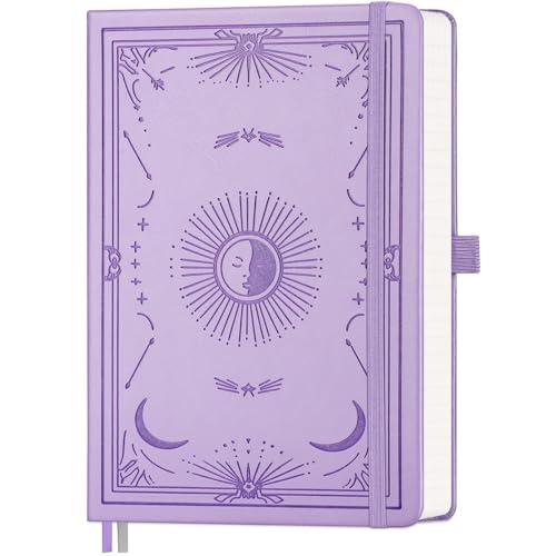 Carnet d'écriture pour homme et femme motif soleil lune cadeau idéal en violet clair