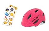 Giro Bike Helmet Set - Giro Scamp MIPS Helmet Youth Bike Helmet, Giro Kids Bike Helmet, Toddler Helmet - with Cute Emoji Waterproof Helmet Stickers (Scamp MIPS - Bright Pink/Pearl, X-Small)