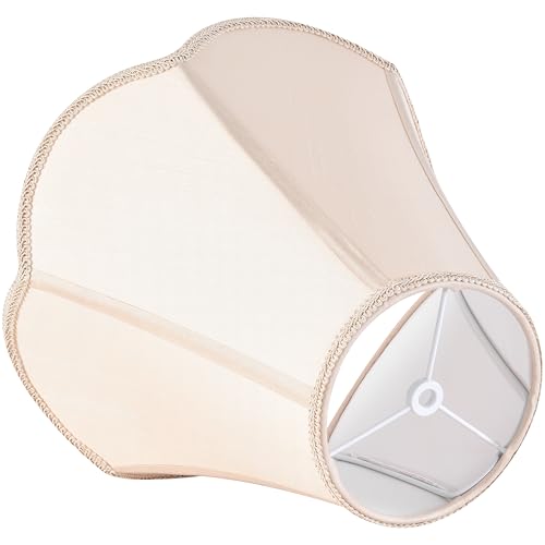 GO&SO 6x13x10.6\" Barrel Lamp Shades (Spider) Yellowish Beige Scalloped Lamp Shade -Bell Faux Silk Shades for Floor/Table/Bedside Lamps,Modern Lamp Shade Petal Edge Braid Design -Easy Assembly -1 Pack - Thumbnail 5