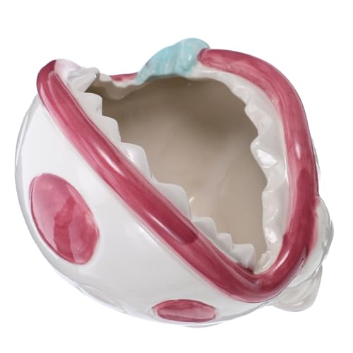DEARMAMY Ceramic Ashtray Piranha Plant Design Windproof Deep Bowl Cigarette Dispenser for Indoor Outdoor Balcony Smokers Home Office Tabletop Decoration