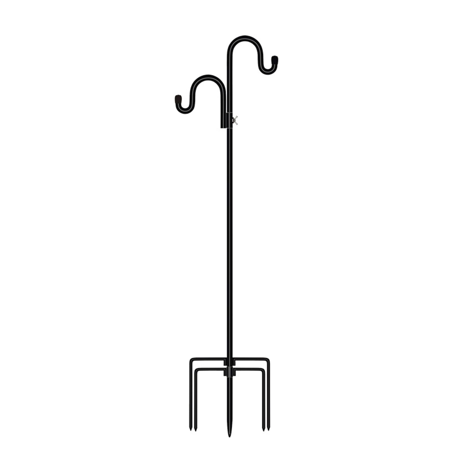 Gancio da pastore in ferro battuto per giardino esterno, 165,1 cm di altezza, doppio gancio per mangiatoia per uccelli e piante sospese, robusto gancio in metallo per decorazione patio cortile