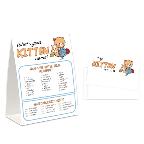 What's Your Kitten Name Game with Tags - Cat Party Fun