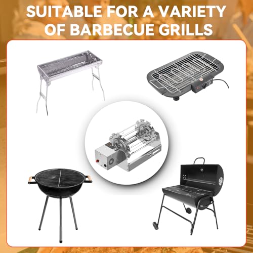 Nikou Drehbar Grillspieß System Rotisserie Nadel, Automatischer BBQ-Drehgrill Kebab Automat Edelstahl Rondell Grillspiessgestell für Drehspieße für Kebabs, Spieße und Braten