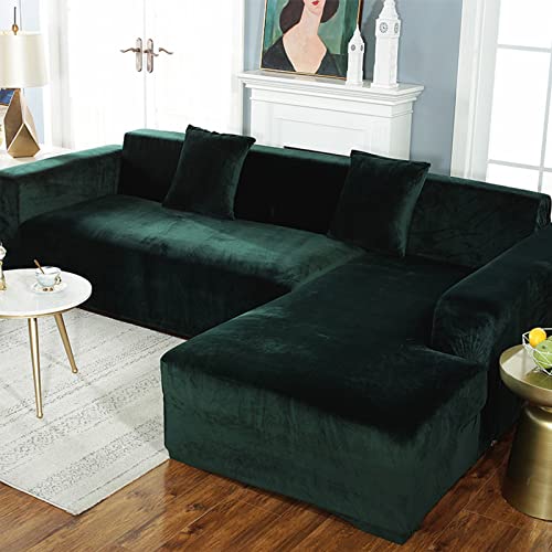 Funda de sofá seccional en forma de L de terciopelo marrón con chaise longue de 4 y 2 plazas 3