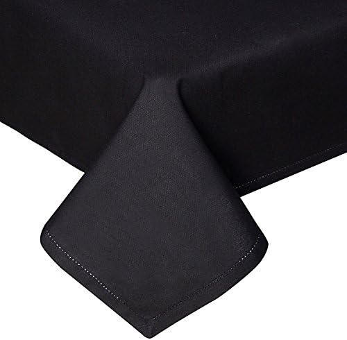 HOMESCAPES Navy Blue Cotton Tablecloth 6 to 8 seater Large Rectangular 137 x 228 cm (54 x 90 Inches) Washable Hand Woven 100% Plain Cotton with Decorative Ladder Stitch Edge