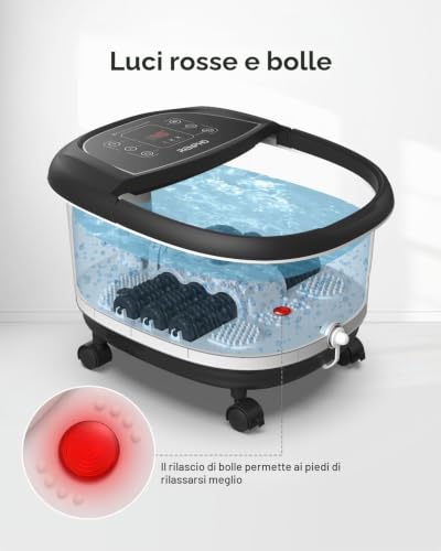 Quarta immagine RENPHO Pediluvio Massaggiatore Piedi, Idromassaggio Piedi, Nero | Massaggio piedi con temperatura & timer regolabili, 3 modalità per piedi stanchi, regalo per donne, ruote per facile mobilità