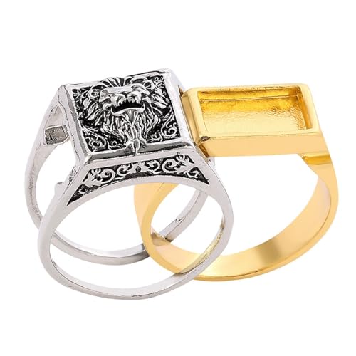 JOINPAYA Anillo Vintage de León para Hombres Compartimento Secreto y Caja de Almacenamiento Anillo de Aleación Retro Talla 10 Joyería Unisex para Fiestas y Uso Diario