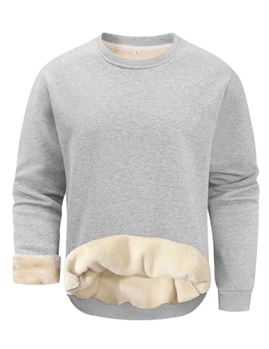 Image of Gihuo Men's Warm Crewneck Sherpa Lined Fleece Sweatshirt Pullover Tops