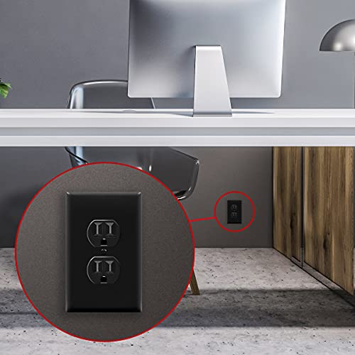 ENERLITES Mid-Size Duplex Receptacle Wall Plate, Electrical Outlet Covers, Gloss Finish, Midway Size 1-Gang 4.88" x 3.11", Polycarbonate Thermoplastic, UL Listed, 8821M-BK-10PCS, Black, 10 Pack by ENERLITES - Image 6