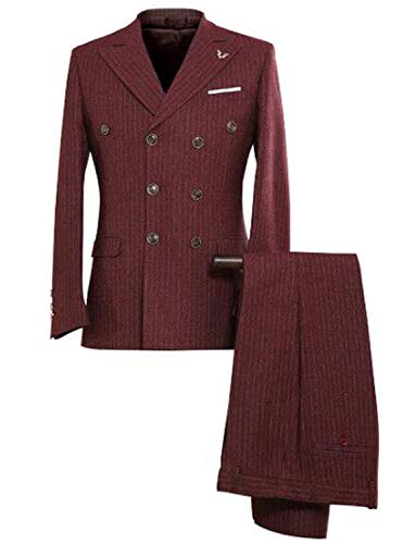 Costume rayé homme haut de gamme avec revers à double boutonnage
