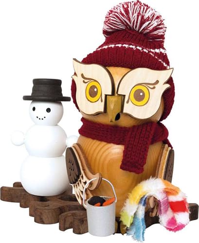 Drechslerei Kuhnert Räucherfigur - Raucheule mit Schneemann aus...