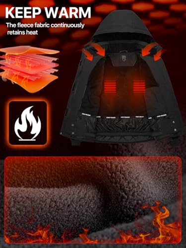 FREE SOLDIER Men's Waterproof Ski Snow Jacket Fleece Lined Warm Winter Rain Jacket with Hood Fully Taped Seams(Black,XL) - Image 3