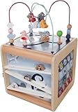 EverEarth XXL Tierspaß Aktivitätswürfel mit extra vielen Motorikspielen - Holz Lernwürfel im Tierchen Design für Kinder, Baby und Kleinkind - Großer Motorikwürfel ab 1 Jahr - Activity Center EE33936