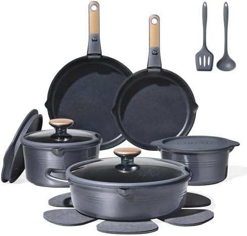 CAROTE 17Pcs Titanium Pots and Pans Set, Cookware Set Nonstick, K...