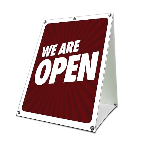 We are Open 24" x 36" A-Frame Sidewalk Sign| Advertise Your Business | Images On Both Sides | Advertising Displays | Made in The USA