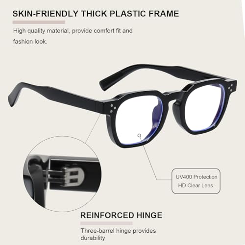 Image of Gleyemor Blue Light Glasses for Men Women, Vintage Mens Glasses Frame Womens Computer Glasses (Black)