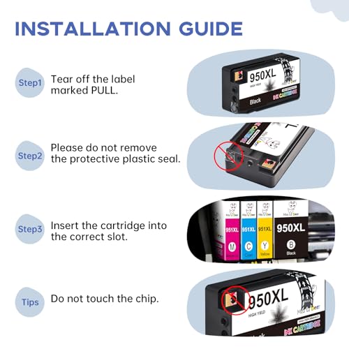 Image of Miss Deer 950 951 XL Combo Pack,Compatible Replacement for HP 950 951XL,Work with Officejet Pro 8610 8600 8620 8630 8640 8100 8615 251dw 271dw 276dw,8 Pack