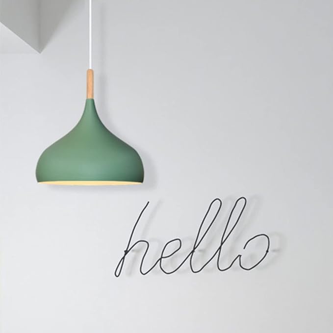 LQZCXMF Macaron-kleurenkroonluchters Plafond Hanglamp E27 Voet Retro Industriële Lamp Metalen Lampenkap Met Enkele Kop Houten Decoratie Hanglamp Schaduw Keukeneiland Verlichtingsarmaturen LQZCXMF photo 2