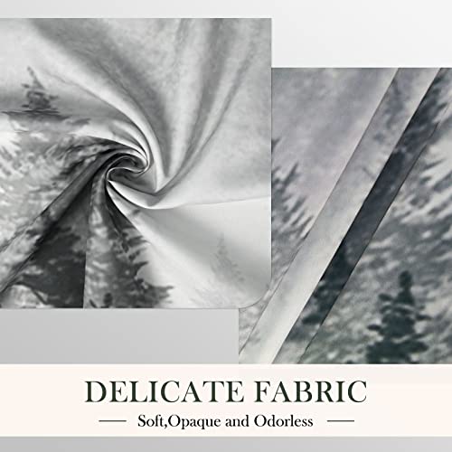 LIVETTY Black and White Misty Forest Shower Curtains Plant Tree Nature Woodland Shower Curtain 72x72 inches(180x180cm ) with 12 Hooks Fabric Bath Curtain Washable Quick-Drying - Image 3
