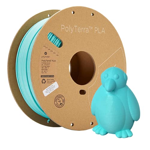 Polymaker Matte PLA Filament 2.85mm Teal, 1kg Carton Spool PLA Filament 2.85 - PolyTerra PLA 3D Printer Filament, Print with Most 3D Printers Using 3D Filament