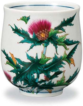 Marsan Miyamoto, Kutaniyaki, Diameter 7.2 x Height 3.2 inches (7.2 x 8.2 cm), Four Seasons Flowers, Tea Drinking