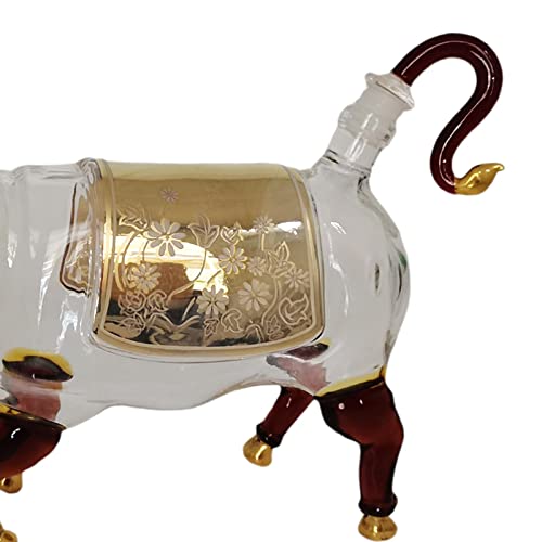 MYCENSE Decantador exclusivo em forma de gado 1000 ml dispensador de cristal requintado para pai, ou