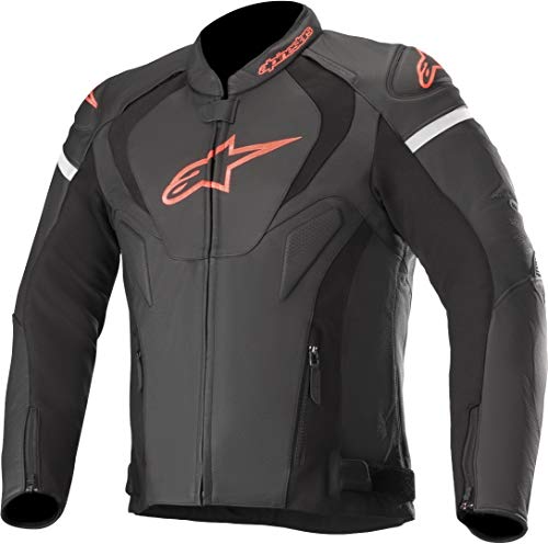 Image of Alpinestars Jaws V3 Leather Jacket Black Red Fluo, Black/Red, 54