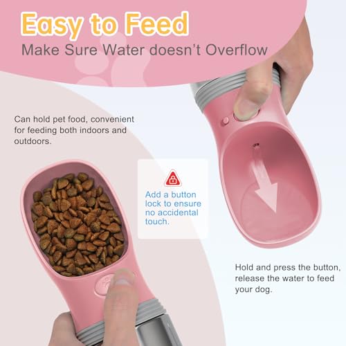 Portable Dog Water Bottle with Food Container, 14 OZ, Stainless Steel Leak Proof Puppy Water Dispenser with Drinking Feeder for Pets Travel, Walking, Hiking and Outdoor Activities by Anipaw - Image 4