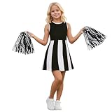 Generisch Elegantes Cheerleader-Kostüm für Mädchen Perfekt für Auftritte Partys sowie Cosplay-Veranstaltungen (Black, 11-13 Years)