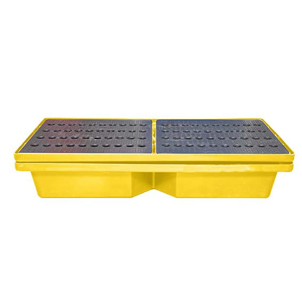 Plast'Up Rotomoulage Bac de rétention jaune 70l empilable avec caillebotis PEHD