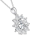 Diamond Pendant Necklaces for Women, Moissanite Necklace 2Ct Sunflower Style 18K White Gold Plated S