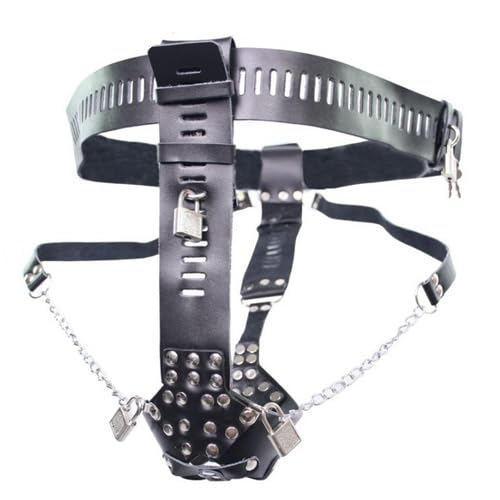 Bondage Masters Male Chastity Belt, Adjustable, Removable Wrist Cuffs