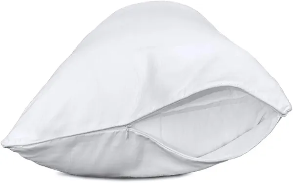 Precoco Pillow Cases Standard Size Set of 2 | 100% Cotton White Pillowcases Standard with 600 Threads | Stable Pillow Covers with Zipper Hidden for Hotel Quality, 20x26