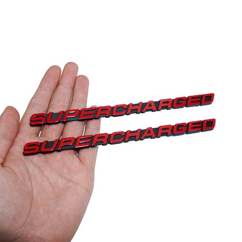 Placa Supercharged 3D roja calcomanía universal tuning exterior maletero 2 piezas 2