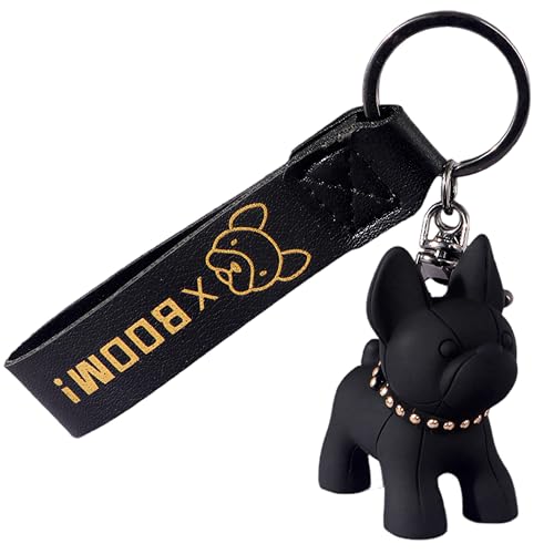 Esshogo Portachiavi con ciondolo a forma di cane, adorabile portachiavi da bulldog, piccolo pitbull francese per donne, uomini, borsa, zaino, chiave auto, decorazione per borsetta