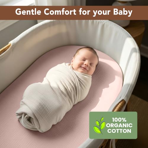 100% Organic Cotton 2 Baby Muslin Bassinet Sheets Unisex by infancie - Image 4