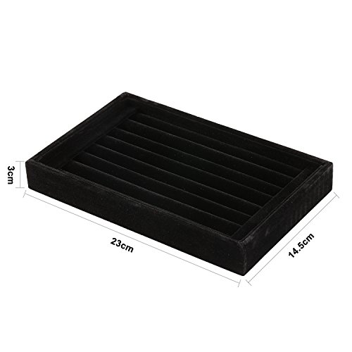 Yosoo Jewelry Ring Earrings Display Box Cufflinks Storage Tray Case Holder Organizer (Black) Jewelry Ring Insert Jewelry Box Ring Holder Inserts #TOP1