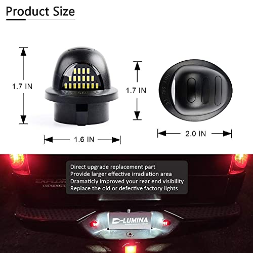 D-Lumina Led License Plate Lights Assembly With Red Oled Neon Tube Compatible With F150 F250 F350 F450 F550 Superduty Ranger Explorer Bronco Excursion Expedition Pickup Truck, 6000K White 2-Pieces #TOP6