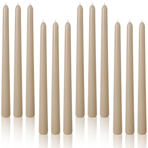 Viyffo Taper Candles 10 Inch 12 Pack Solid color Unscented Dripless & Smokeless Design Up to 8 Hour Burn Long Tall Taper Candlesticks for Wedding Dinner & Home Decor